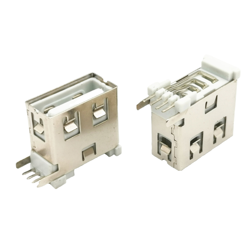 2.0 USB 側(cè)插A母5P 帶檢測(cè)開關(guān)PIN 兩腳插板 L=11.0MM 白膠