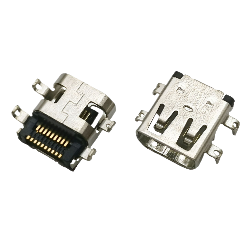 MICRO HDMI 19P母座 四腳沉板1.0MM 雙排SMT L=7.45MM 貼麥拉/不貼麥拉