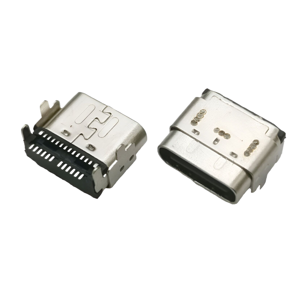 TYPE C 24P母座 板上雙貼SMT  四腳插板 CL=1.93MM 長(zhǎng)度L=7.9 雙殼 替代Molex款