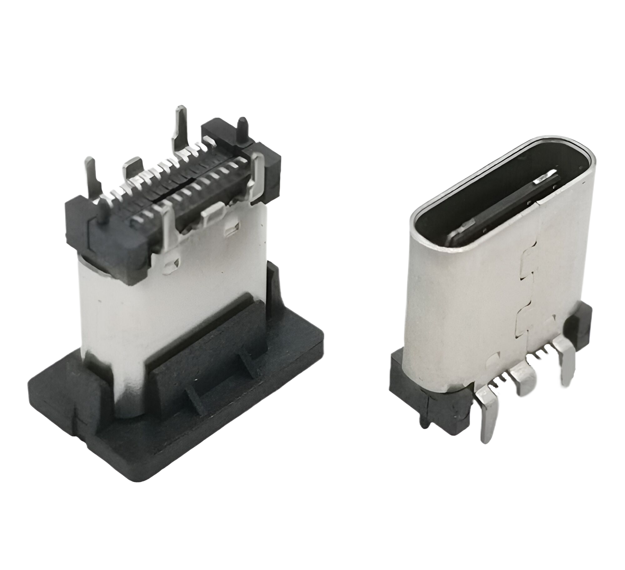 TYPE C 24P立貼母座 直立式SMT 雙排貼片 帶定位柱 帶防塵蓋 高度H=6.5、7.4、8.8、9.3、10.0、10.5MM